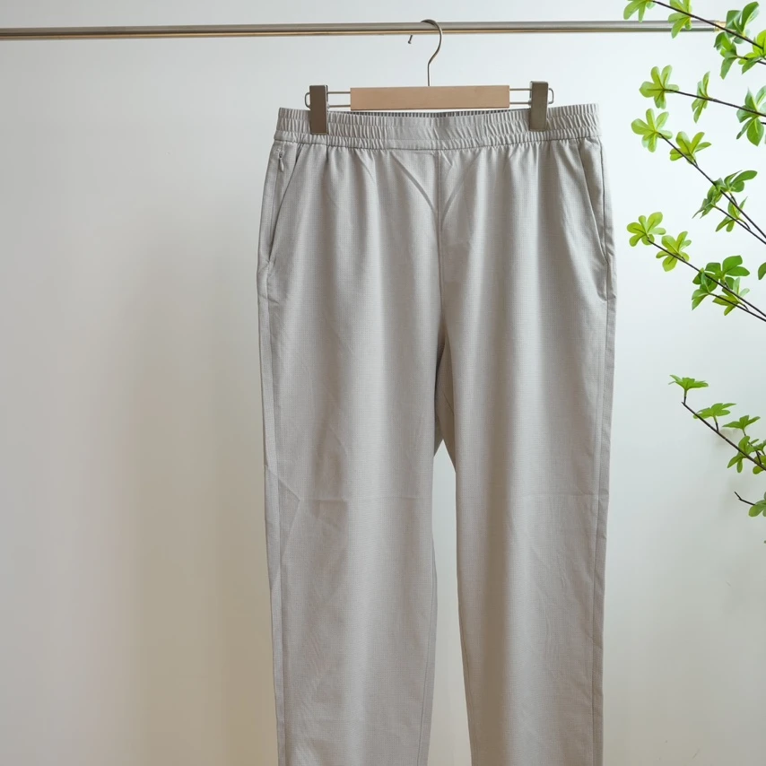 9479-浅灰色透气网孔薄款裤脚开叉女款休闲长裤