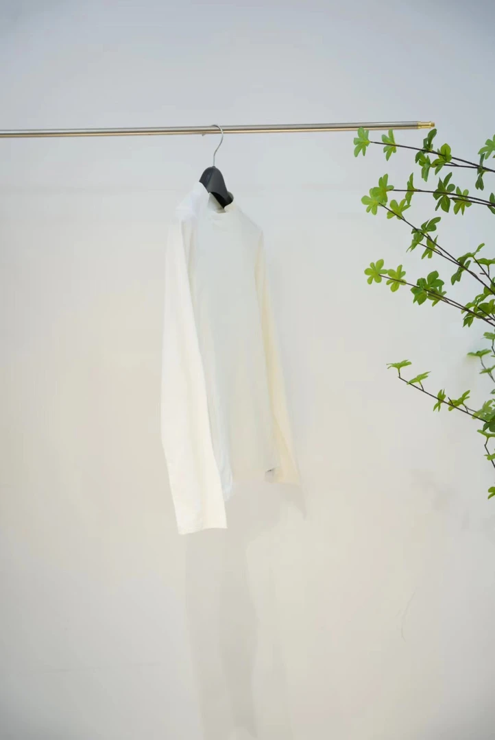 7259-白色纯色百搭半高领打底衫