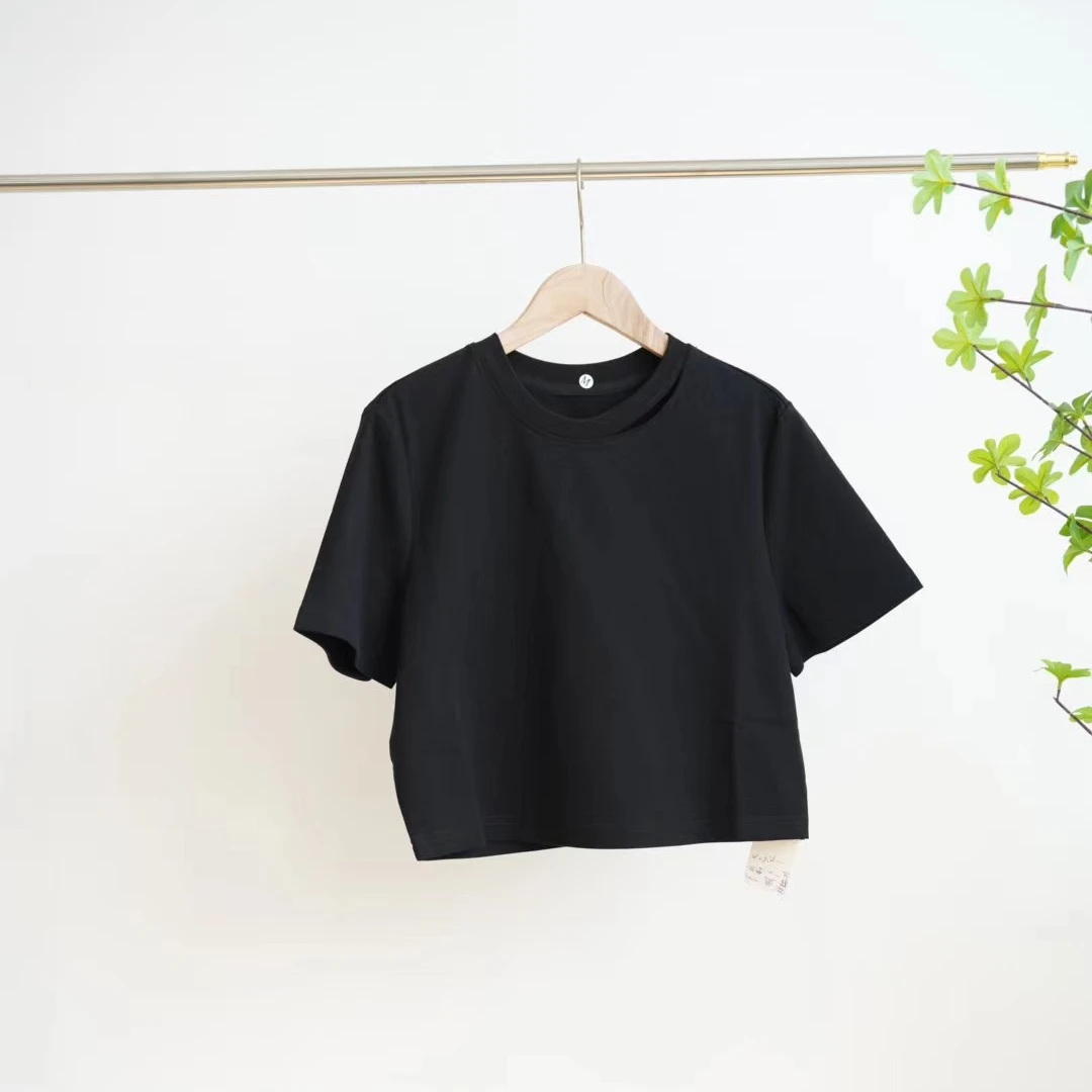 9884-夏季女士小个子气质减龄修身圆领短袖T恤