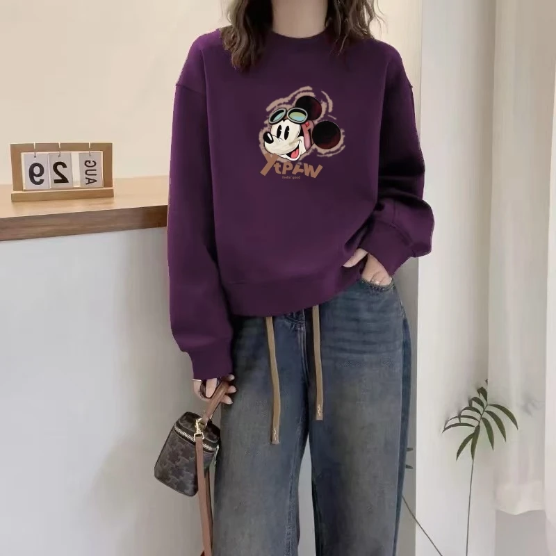 胖mm时尚百搭卫衣女春秋冬季韩版宽松大码外套潮休闲圆领加绒上衣