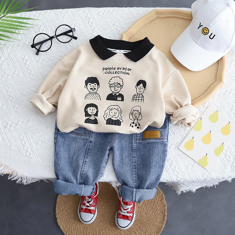 男童春装套装2024新款儿童网红洋气翻领polo衫两件套宝宝帅气衣服