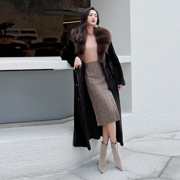 长款1.3米 暖腿显瘦 女皇貂皮大衣 水貂皮草外套宝嘉美整貂外套