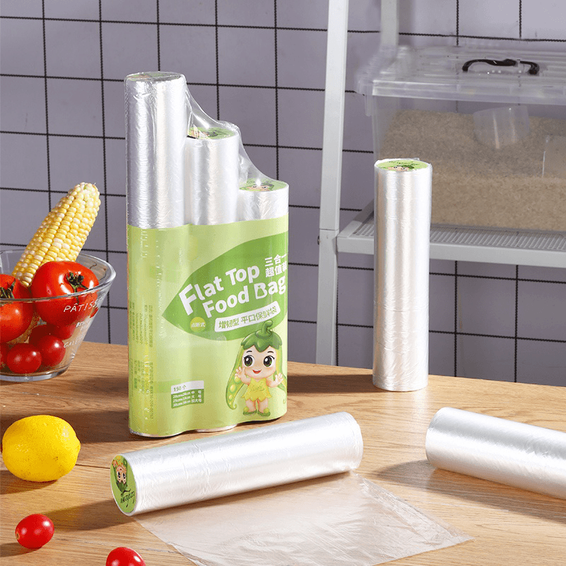 【4元150只】家用PE加厚食品包装保鲜袋连卷断点式三合一手撕袋