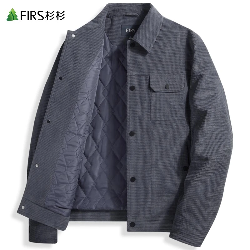 【内里夹棉】杉杉翻领华夫格棉服2024秋冬新款商务通勤休闲男士外套