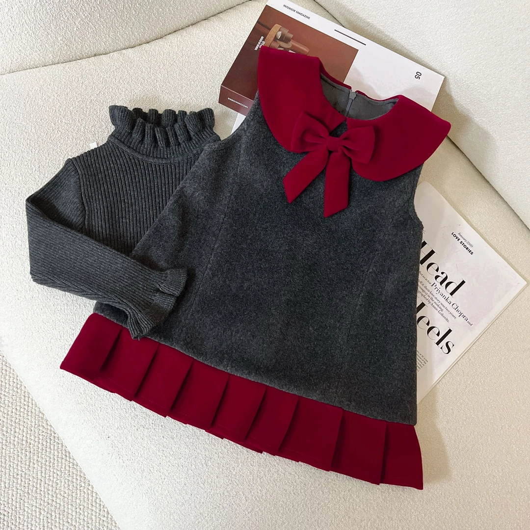 女童无袖连衣裙秋冬裙子新款儿童装夹棉加厚保暖小女孩蓬蓬公主裙