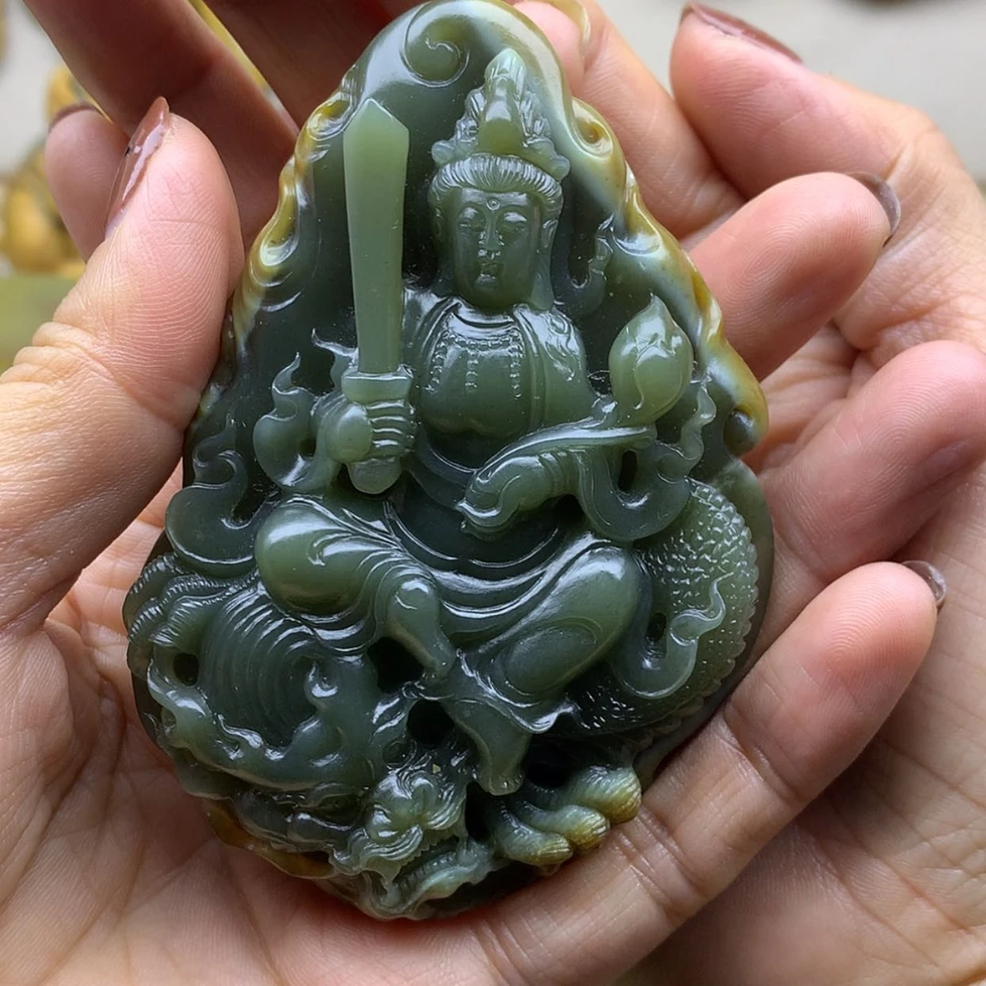 【闪购商品】岫岩河磨玉（透闪石质玉）吊坠未镶嵌雾*