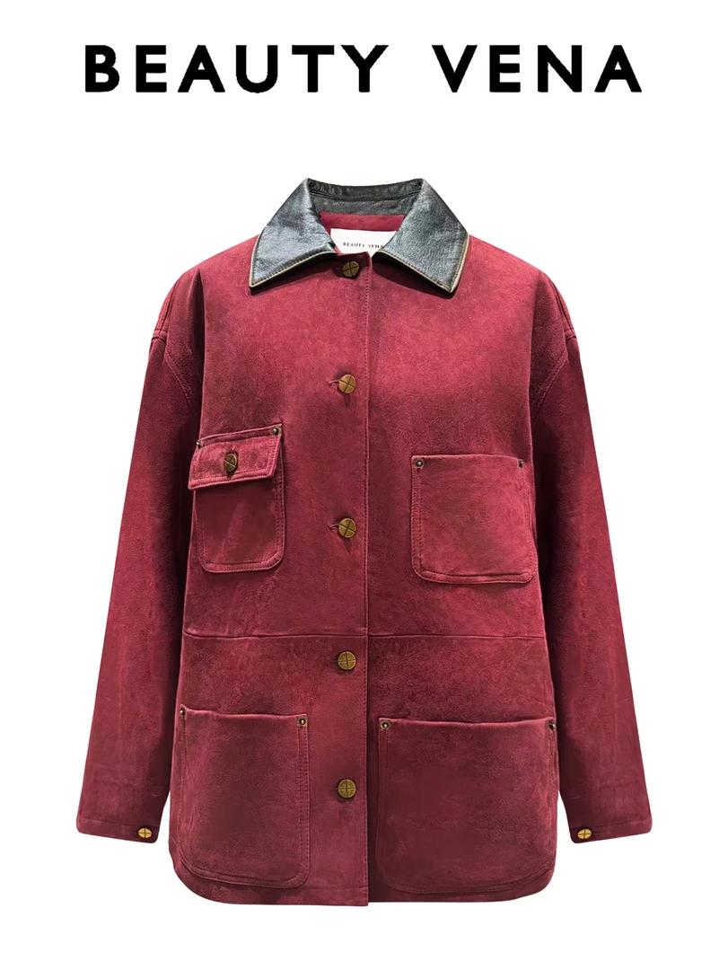 BEAUTY VENA复古绒面皮休闲外套4WCYS006