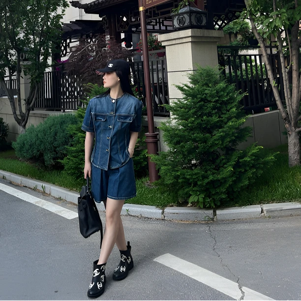 BEAUTY VENA2024ss休闲时尚复古牛仔短袖4SX052