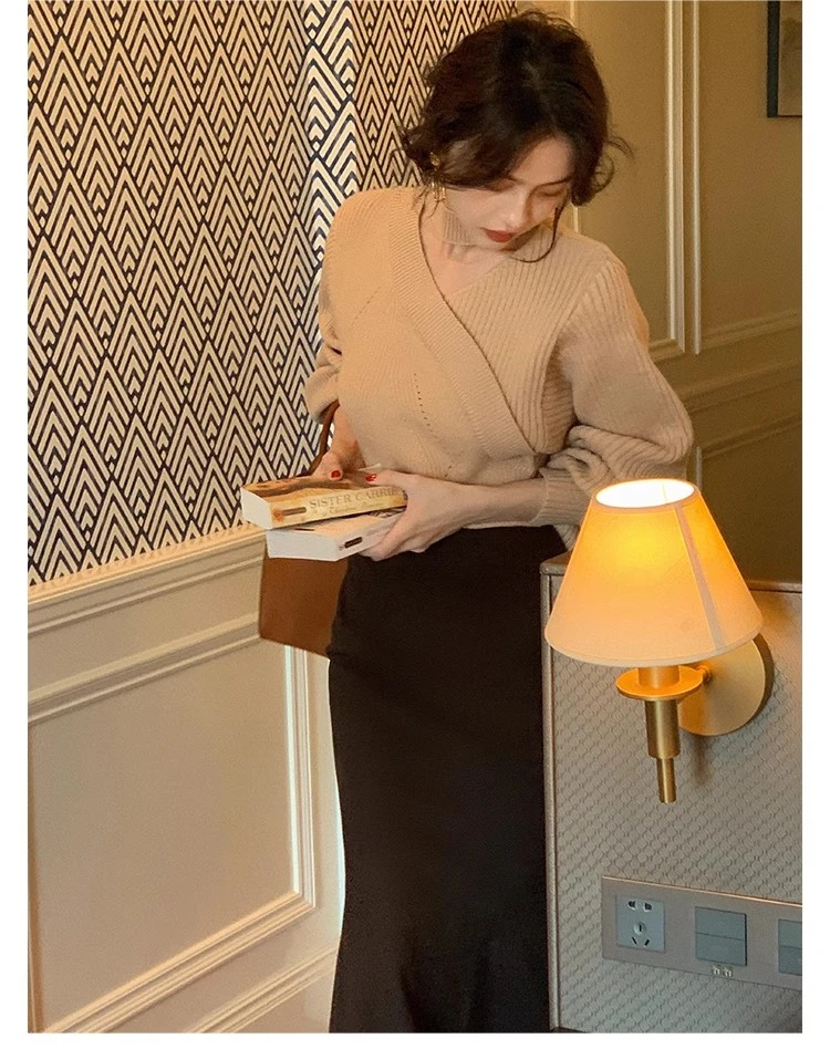 【酒午清清专场现现】酒午自制时尚高腰气质显瘦复古半身裙-KLF2815