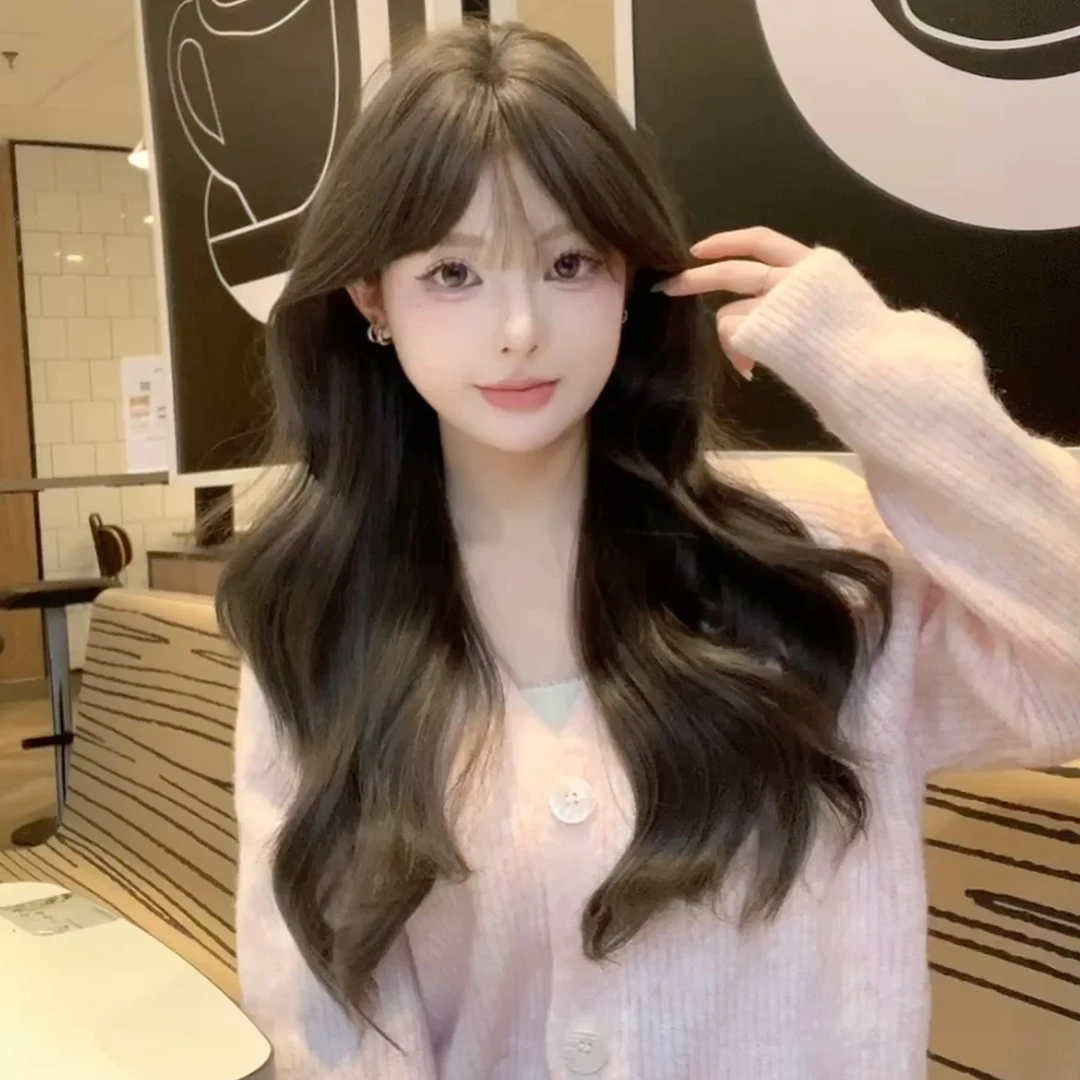 SHUDUO/束朵假发女长卷发自然齐刘海时尚全头套逼真头皮jk假发