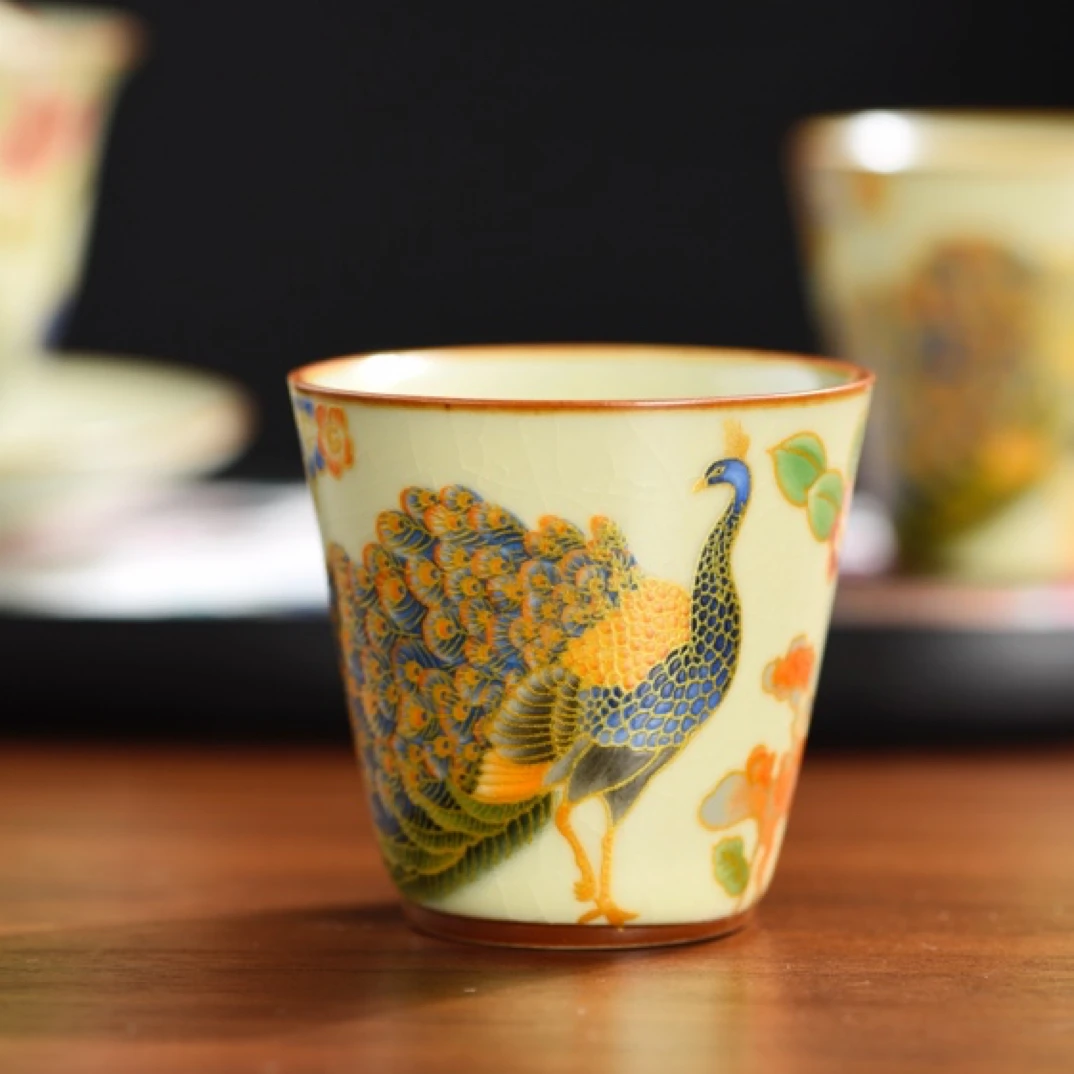 岑汝孔雀闻香杯品茗杯40毫升