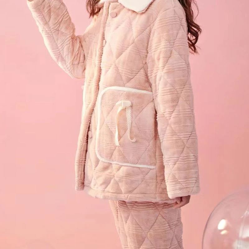 X 2351215#雪尔棉夹棉女套装家居服