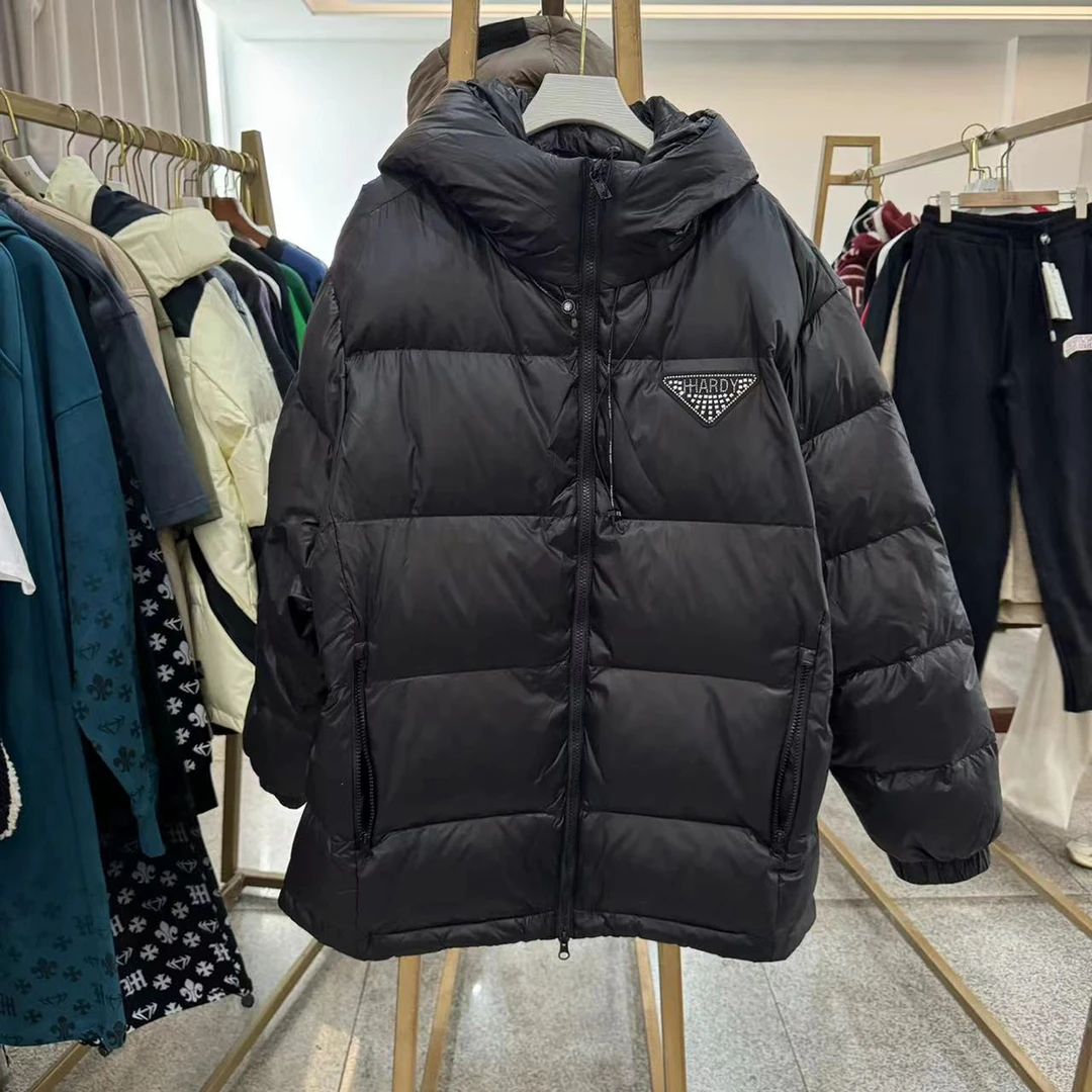 W411冬季新款潮牌连帽羽绒服男女同款保暖情侣外套面包服