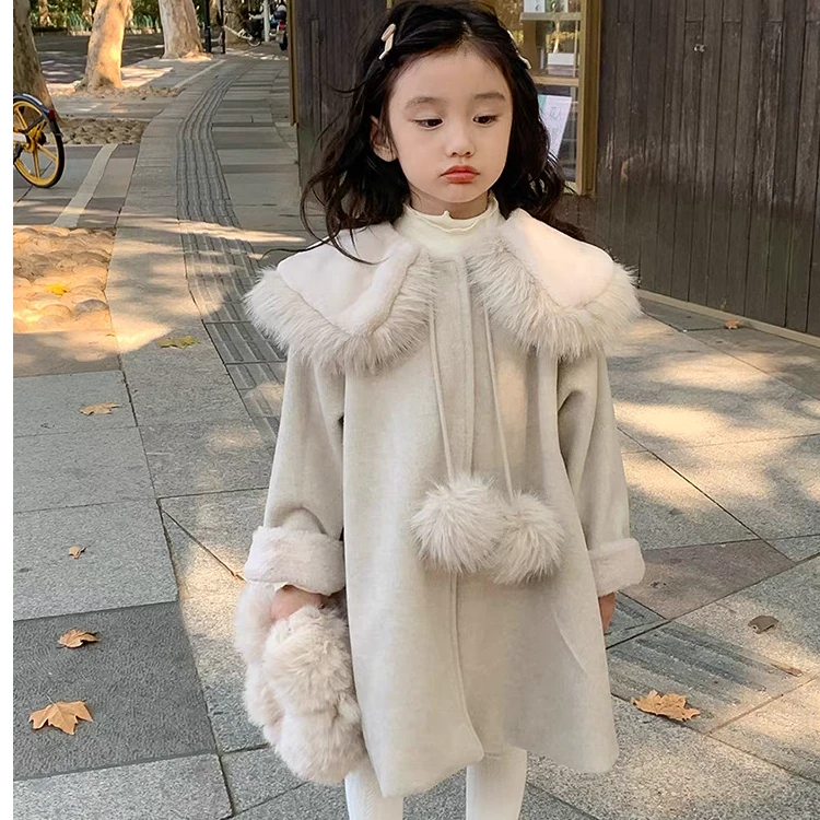 秋冬爆款冬季呢子大衣儿童洋气毛呢大衣毛呢加厚外套加绒毛呢外套