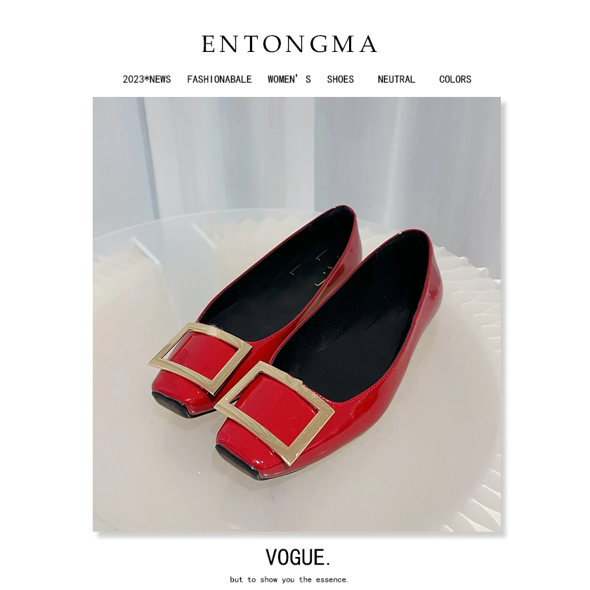 ENMA推荐款气质时尚百搭平底方头单鞋