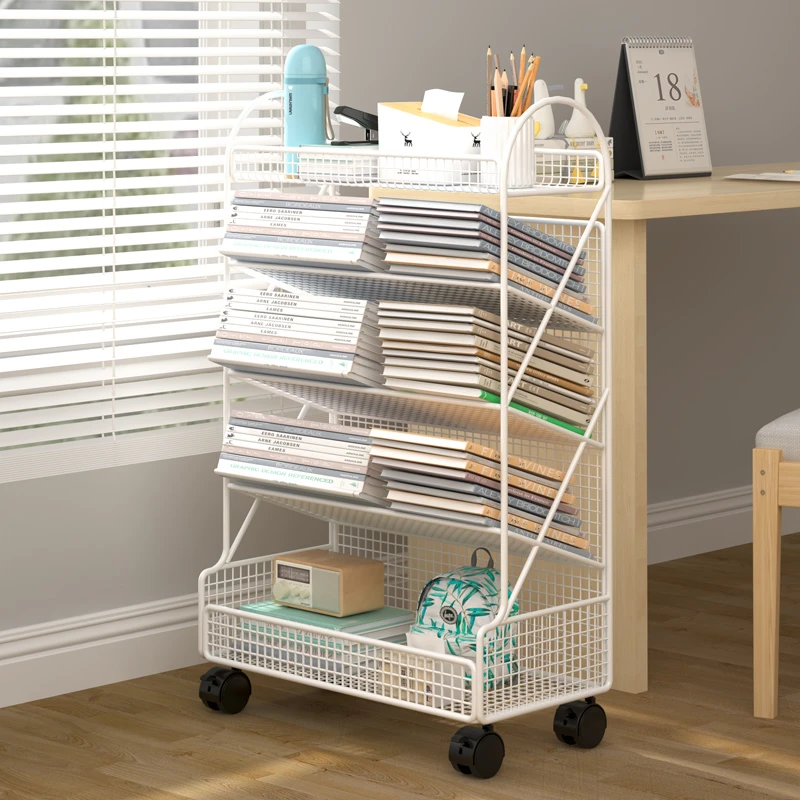 可移动书架简易多层移动放书置物架初中生书架学生儿童书本收纳架