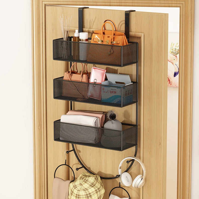 门后置物架挂衣架免打孔挂包包收纳神器壁挂卧室门后外侧面挂钩架
