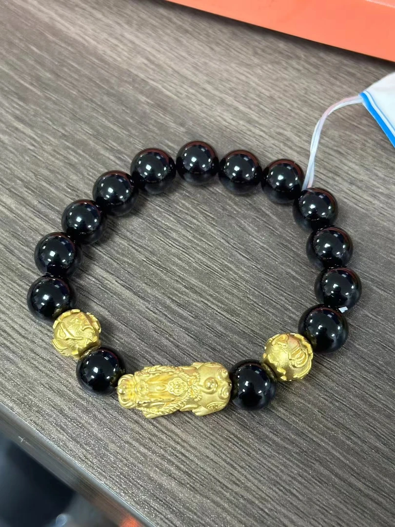 【足金999】卡10转运珠+黄金貔貅