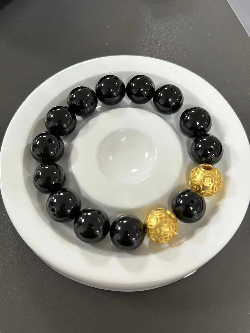 【足金999】卡12铜钱转运珠