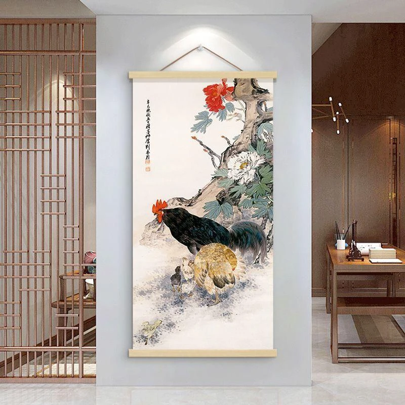 刘奎龄花鸟图国画名画复制品客厅玄关书房背景墙挂画中式字画竖版