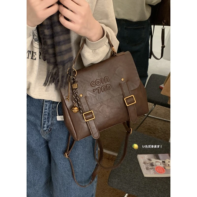 双肩包包女款爆款2025新款秋冬复古时尚手提包大容量百搭通勤背包