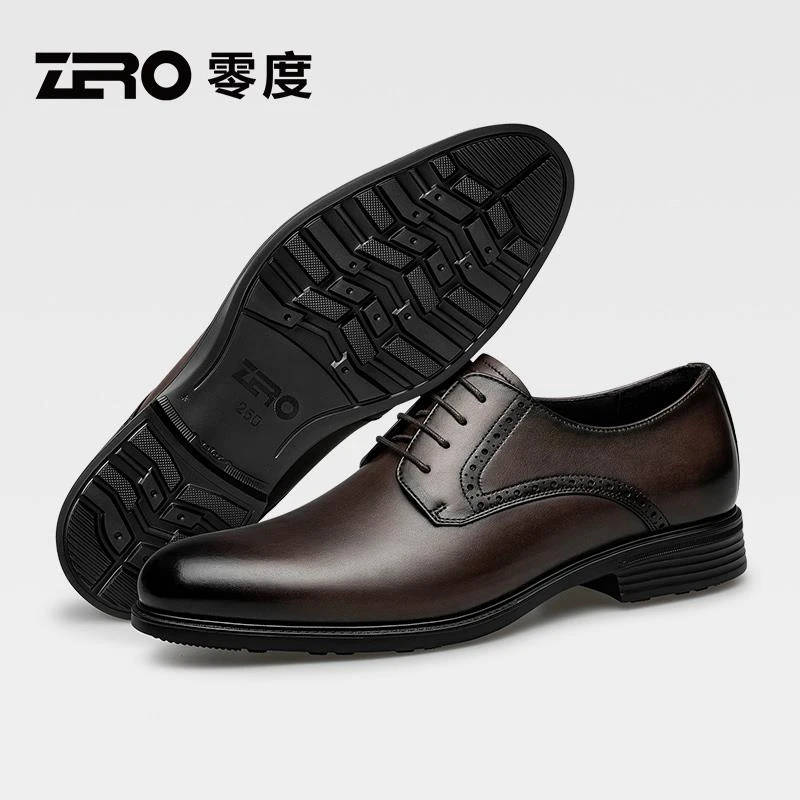 ZRO零度官方旗舰商务正装皮鞋男士棕色复古英伦真皮新郎鞋男鞋