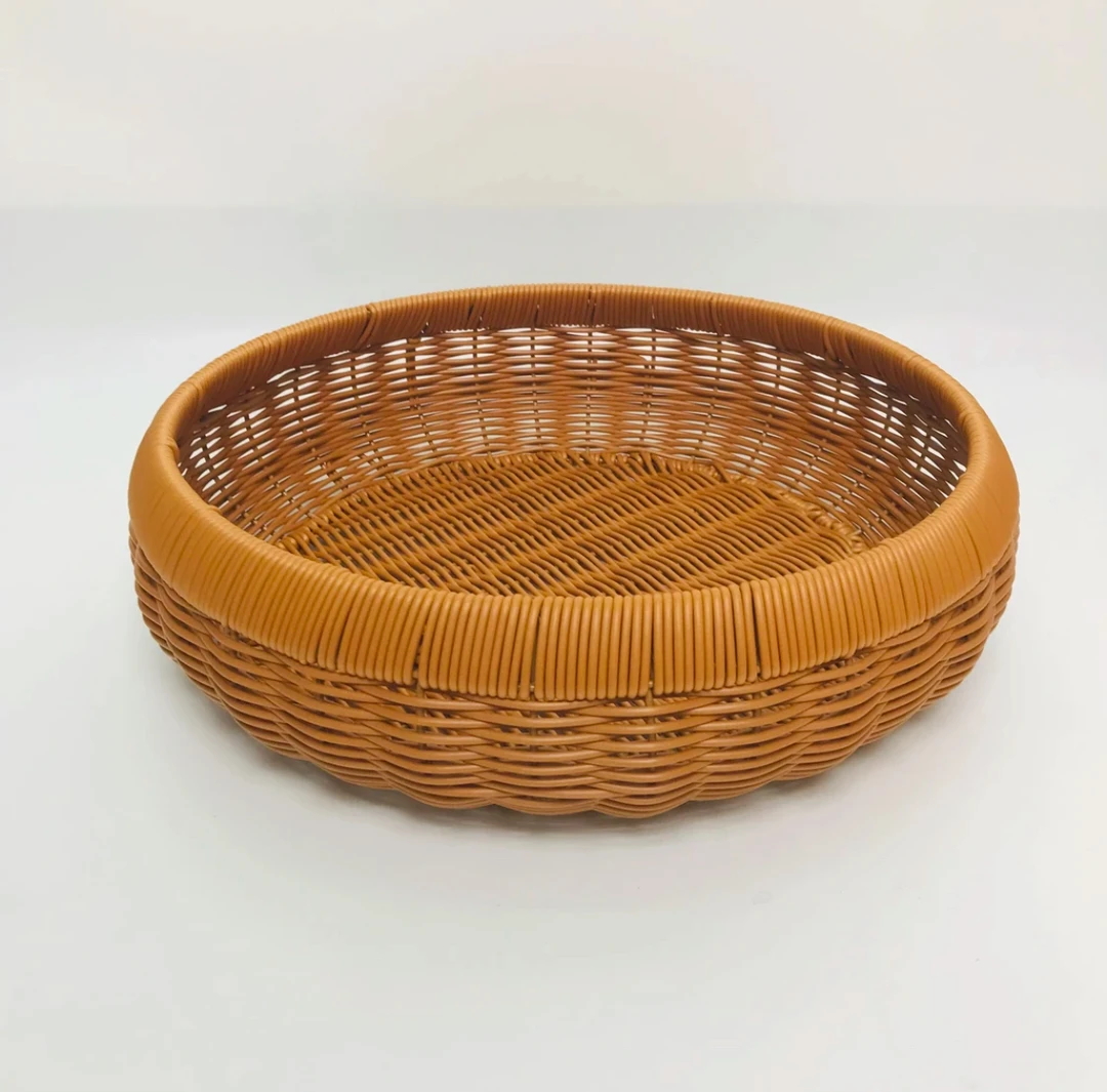 A062纯手工编织仿藤家用中号馒头筐水果筐直径35高10