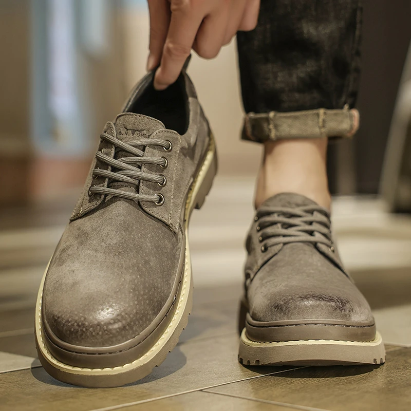 G.N.Shi Jia/公牛世家鞋子男士皮鞋时尚百搭休闲鞋复古英伦风低帮