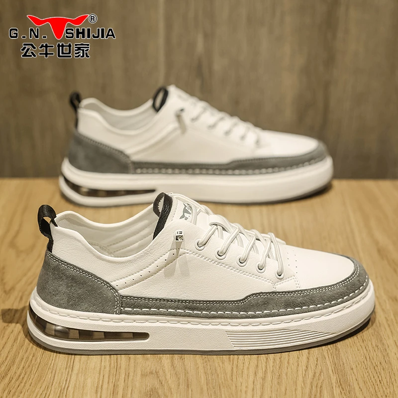 G.N.Shi Jia/公牛世家男鞋男士小白鞋运动休闲百搭透气低帮时尚