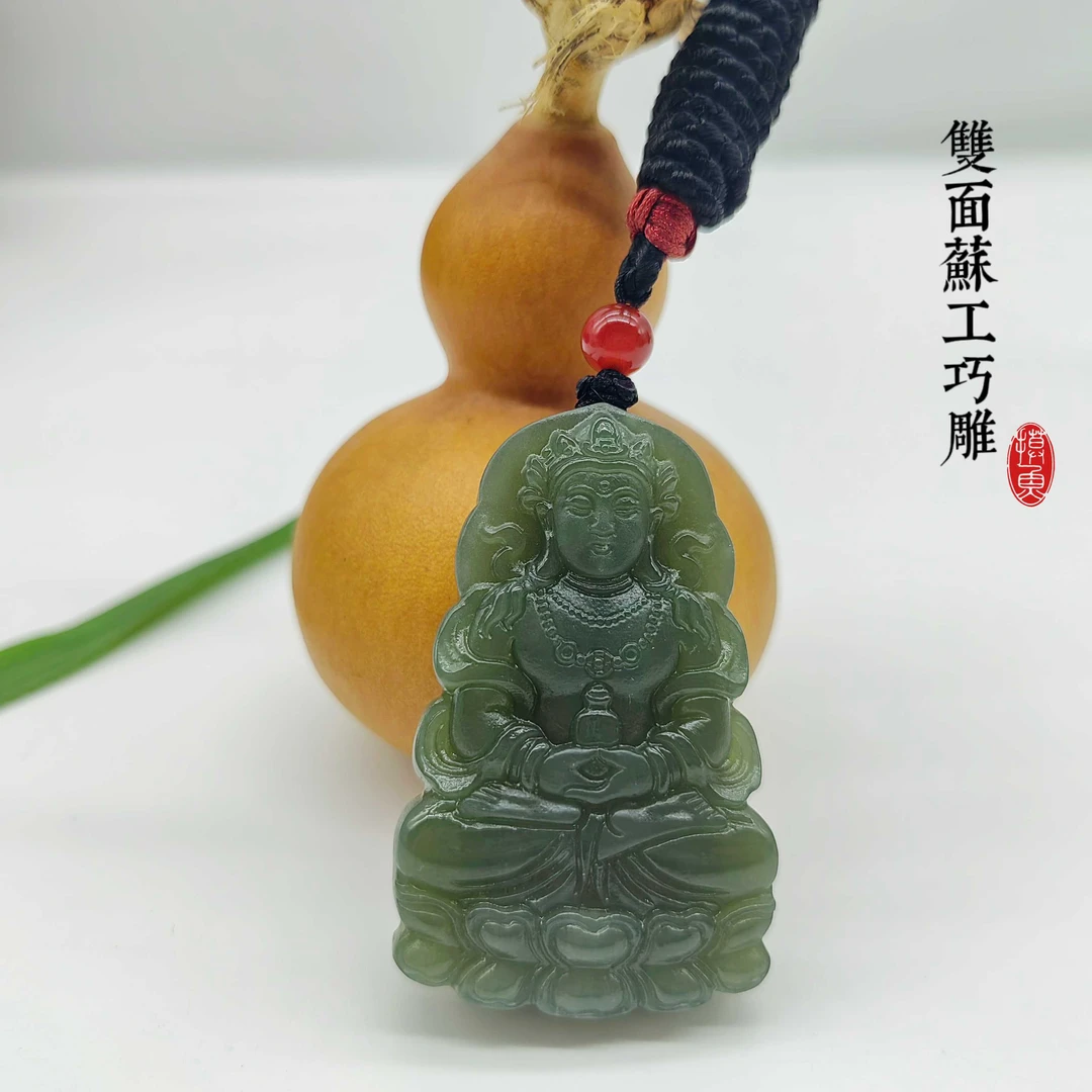 72观音手工精雕绿渡母