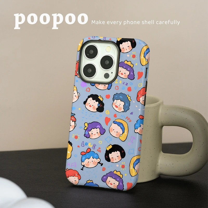 菲林短发女孩适用苹果可爱ins风防摔菲林二合一全包磨砂手机壳