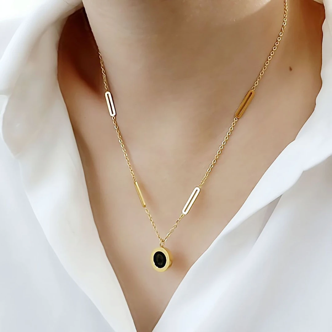 钛钢项链 B56气质轻奢百搭简约不掉色时尚双面小众项链个性冷淡风