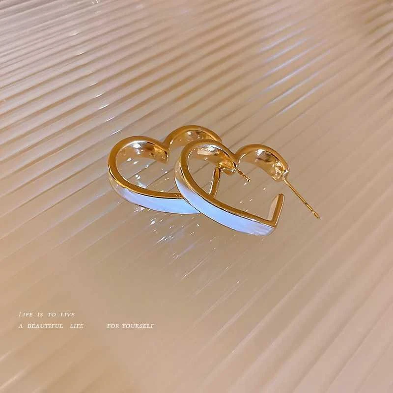 铜合金耳饰 E91银针独特缺口爱心耳环潮小众设计感气质轻奢耳环