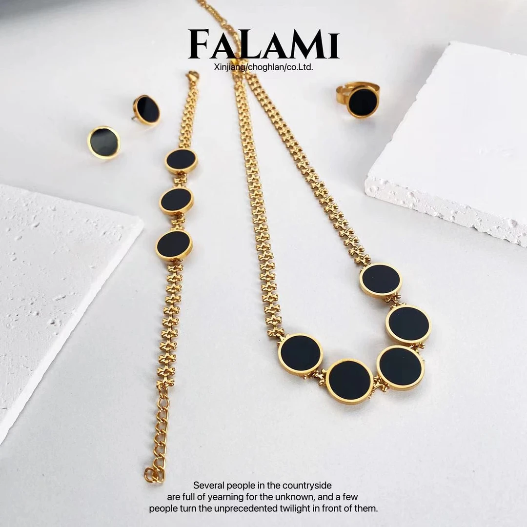 钛钢耳饰  黑色精致套装耳环项链手链戒指气质时尚百搭TGTZ030-DL