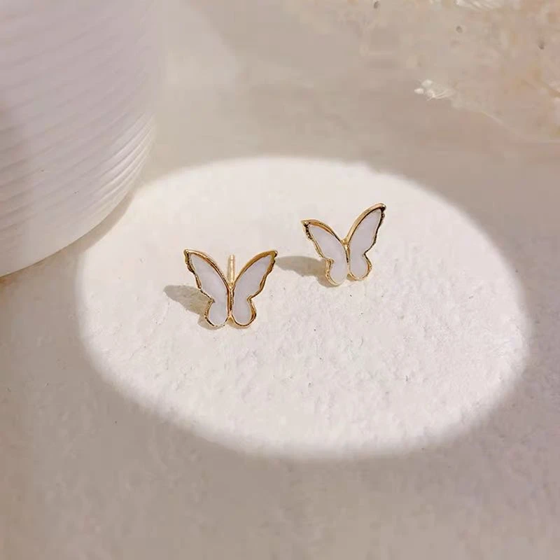 钛钢耳饰 FALAMI-R50简约蝴蝶可个爱网红百搭耳环清新甜超仙E3394