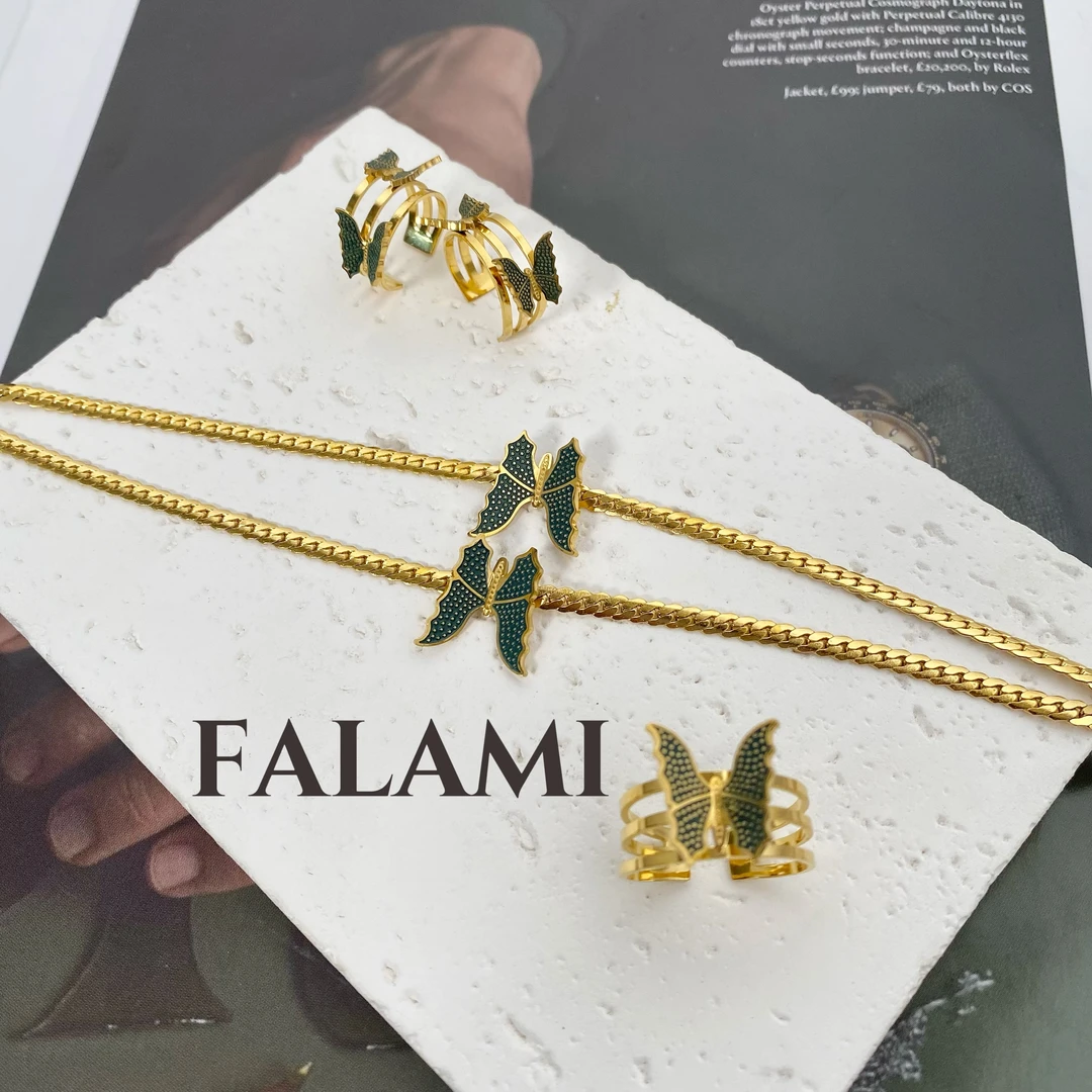 钛钢耳饰 TGTZ056-LX蝴蝶钛钢套装 个性耳环新款时尚中古精美精致