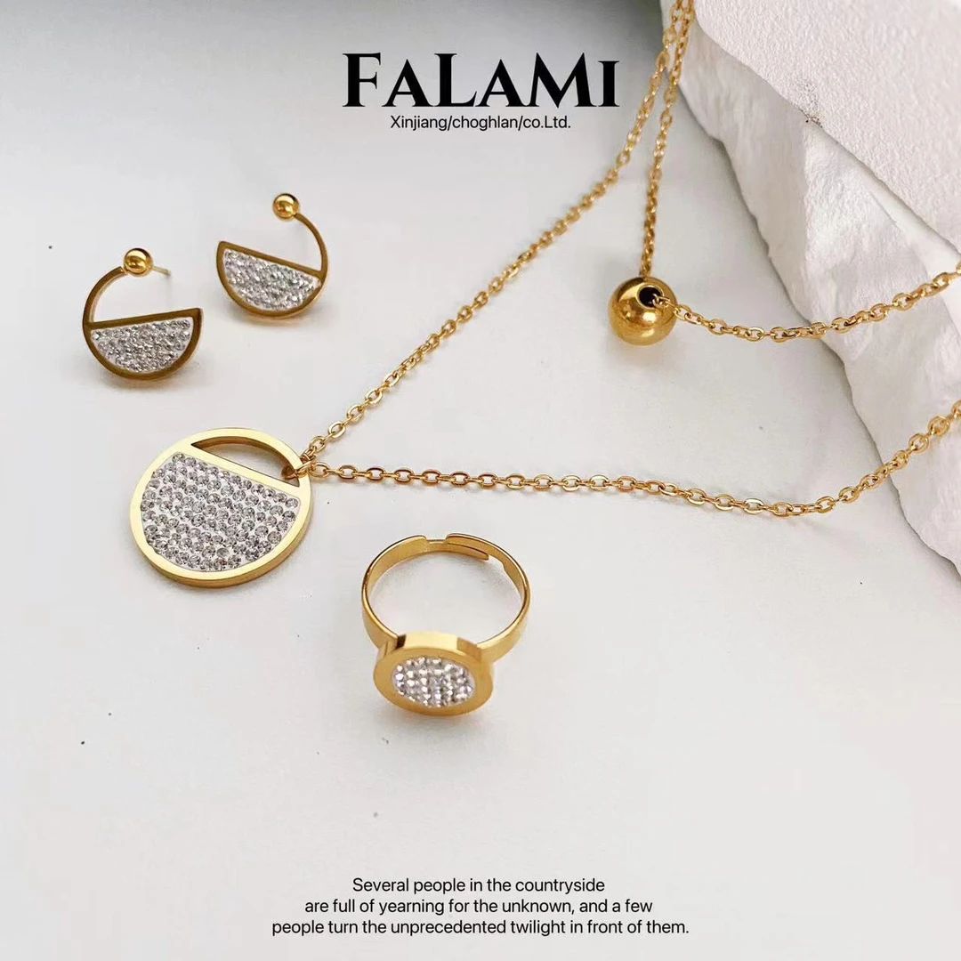 钛钢耳饰 时尚百搭气质甜美简约经典钛钢套装四件套TGTZ048-LX