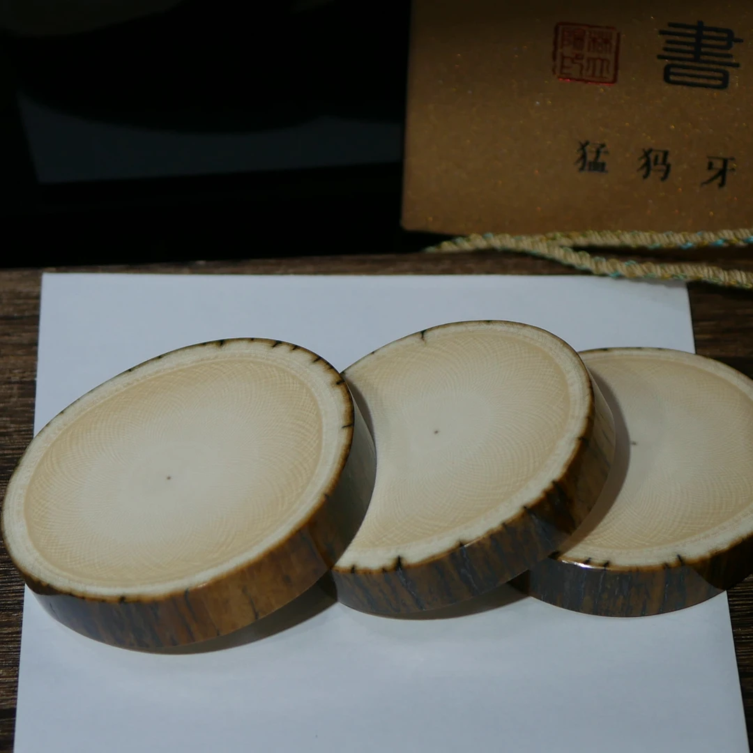 神形【神形】天然猛犸牙牙饼原材料切片可做杯垫、手盘、手把件