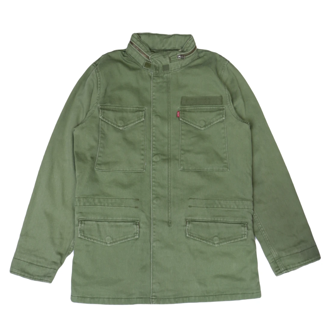 JF 男装M65复古军绿色工装多袋拉链秋冬季连帽上衣夹克外套