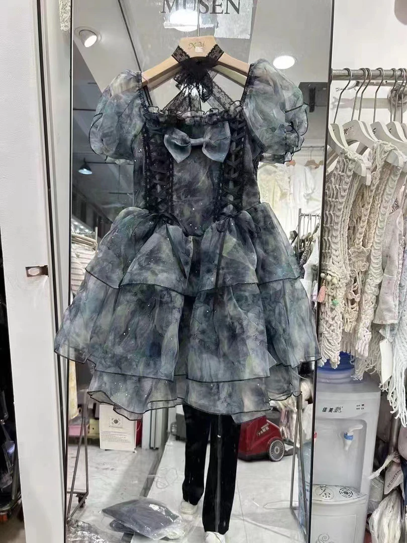 是熠少呀法式甜美蓬蓬裙泡泡袖