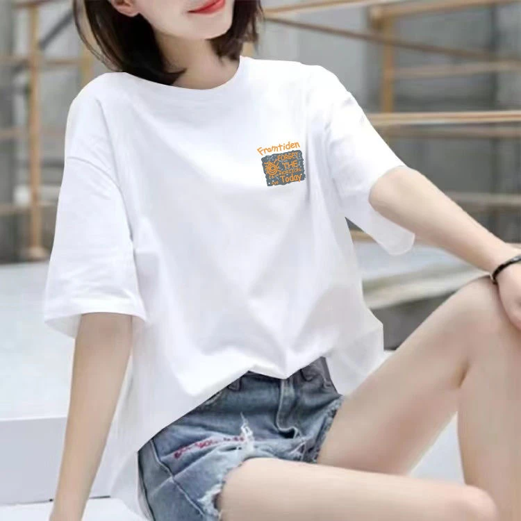 100%纯棉短袖T恤女宽松显瘦夏季新款半袖韩版美式复古小众ins上衣