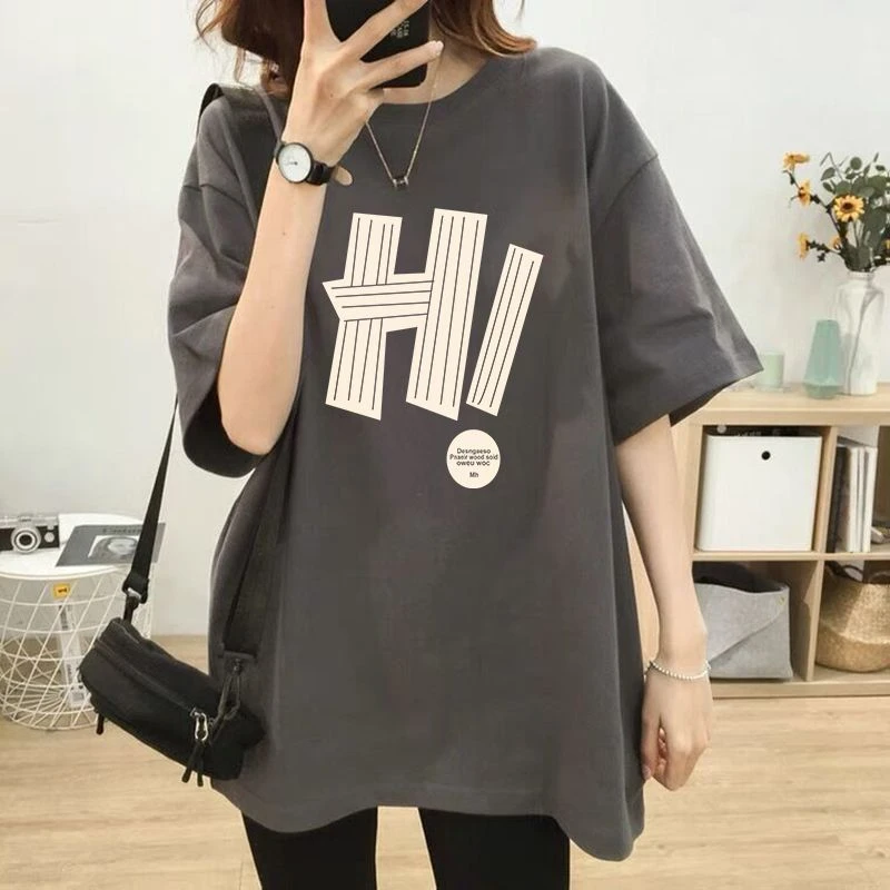 100纯棉t恤短袖女2023夏季新款时尚洋气宽松显瘦上衣半袖体恤潮流