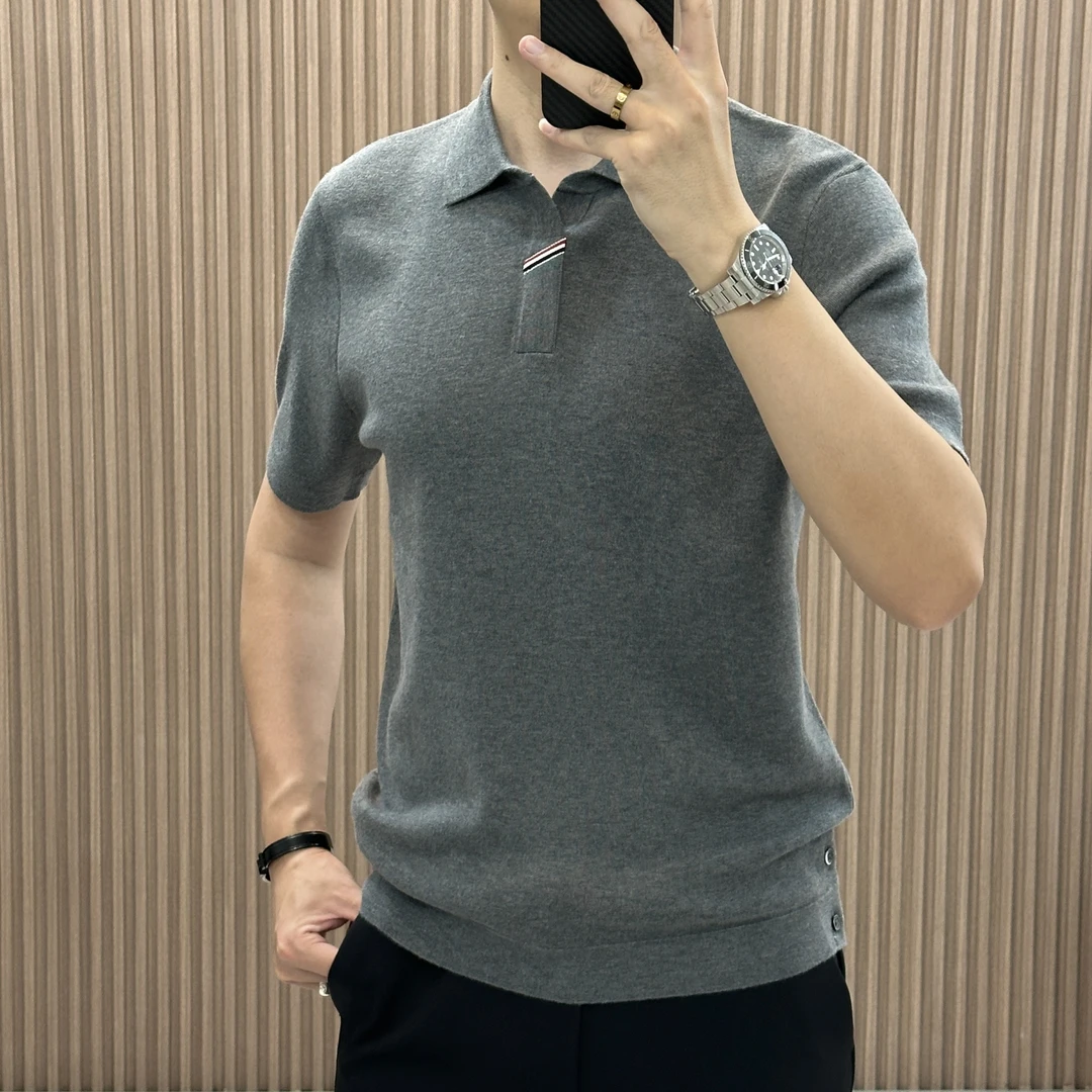 秋季新品半袖简约百搭翻领衫男款短袖Polo衫男潮流修身打底衫252