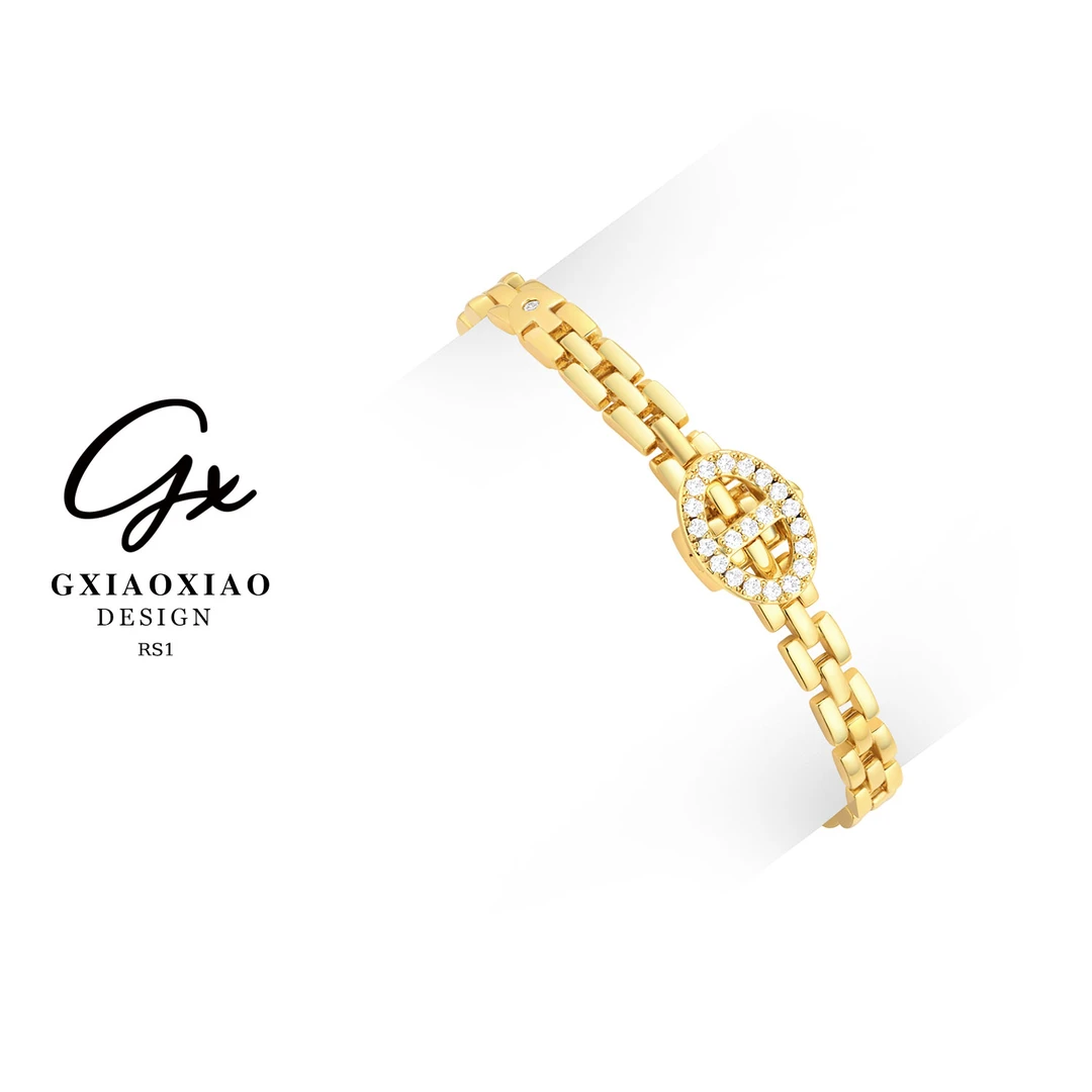 铜合金合成锆石手链 GXX 轻奢高级感精致表带链条款手链 RS1