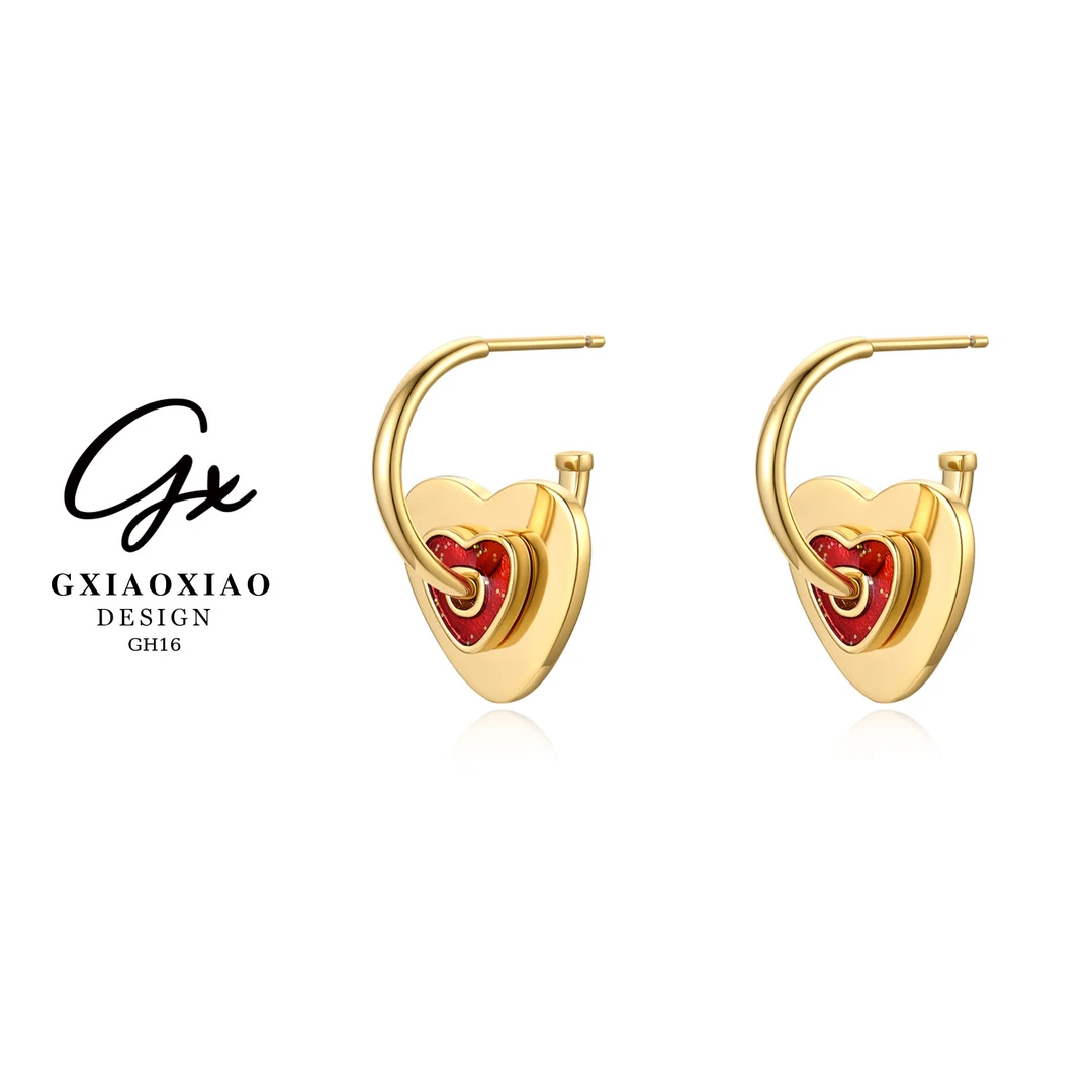 铜合金耳饰 GXX【挚爱系列】气质轻奢高级感百搭爱心耳环 GH16