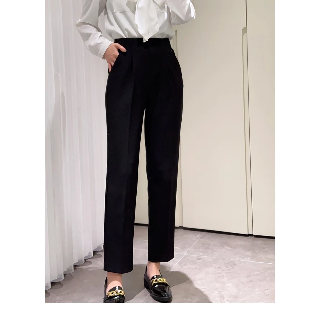 【烟管裤】秋季新款显瘦高腰休闲裤高级感九分直筒哈伦裤1769