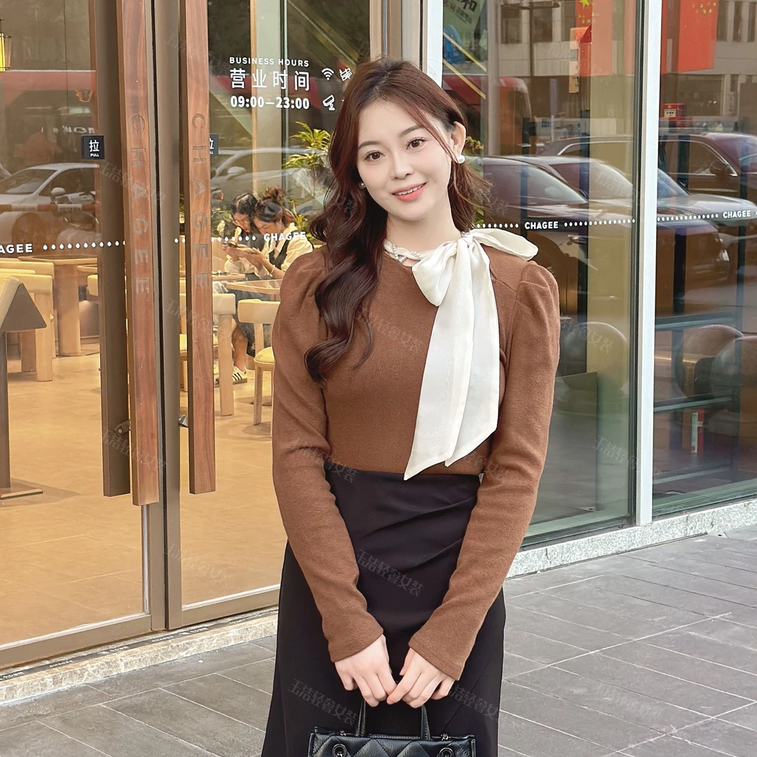 【年中大促】蝴蝶结设计感修身显瘦时尚洋气精致上衣1890