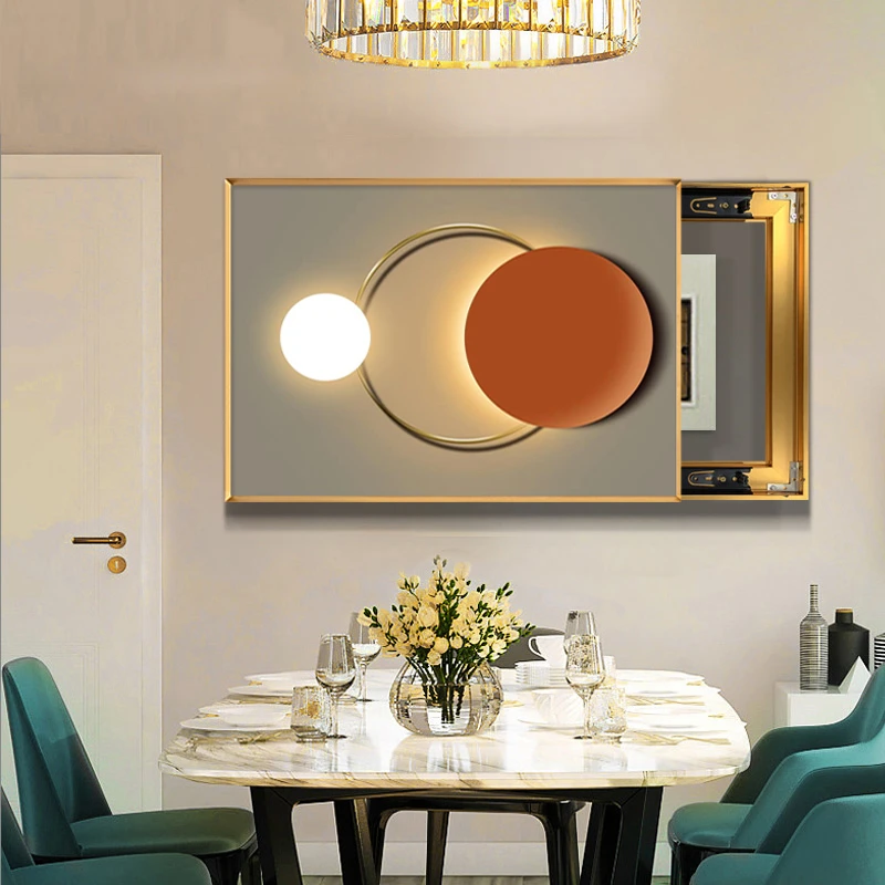 现代轻奢电表箱装饰画配电箱开关遮挡箱壁画铝合金简约