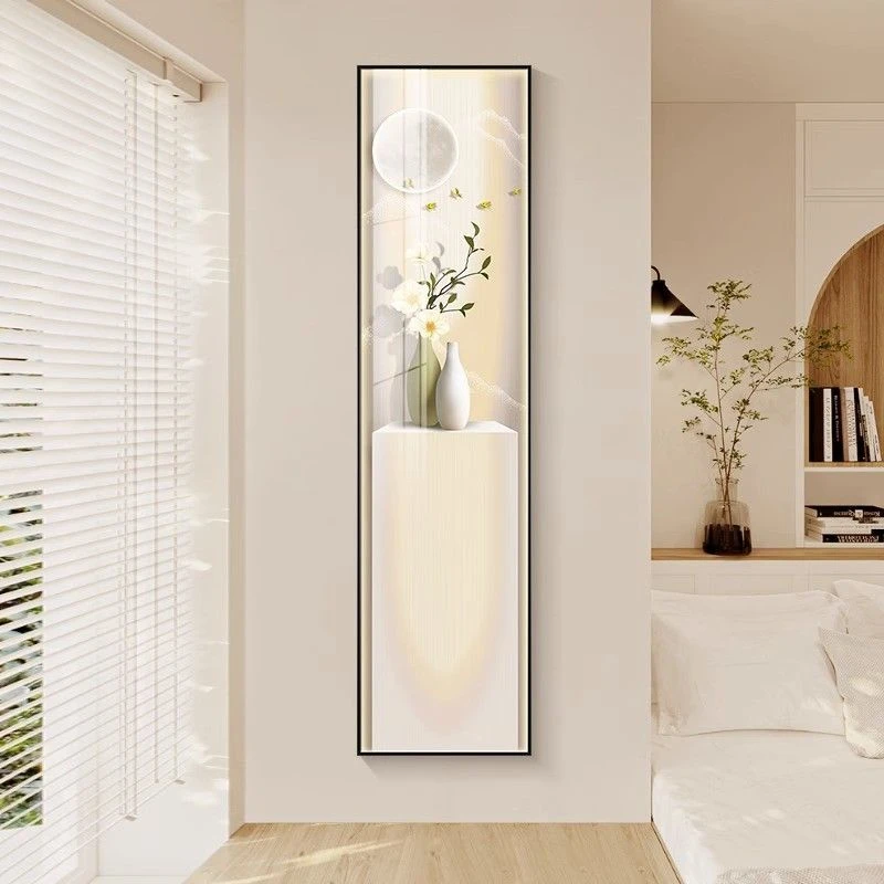 玄关装饰画现代简约led壁灯静物北欧走廊过道挂画客厅细长条壁画