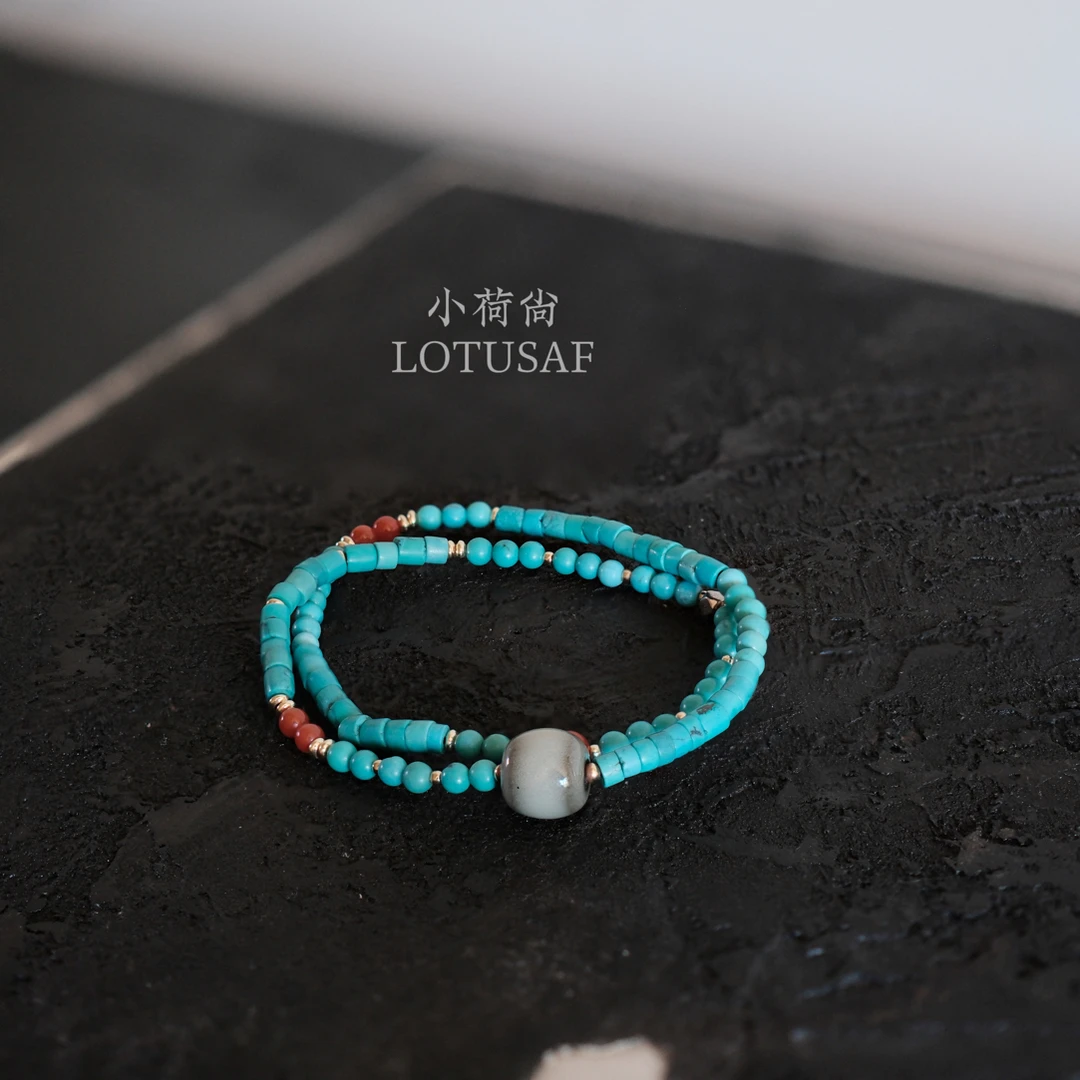 非金属陶瓷手链 小荷尚LOTUSAF【落染】青瓷陶瓷双圈手链